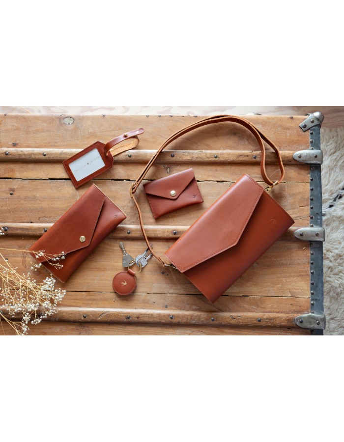 Porte-carte cuir personnalisé 97x73 mm couleur Cognac