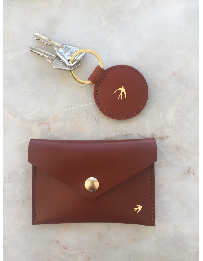 Porte-carte cuir personnalisé 97x73 mm couleur Cognac