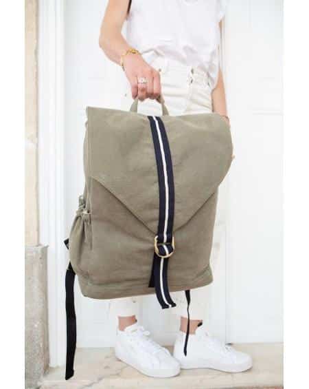 strong canvas backpack David khaki Maison Jeanne