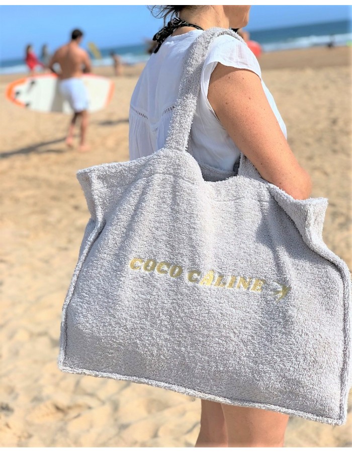 Terry Cloth Beach Pouch Pearl Grey