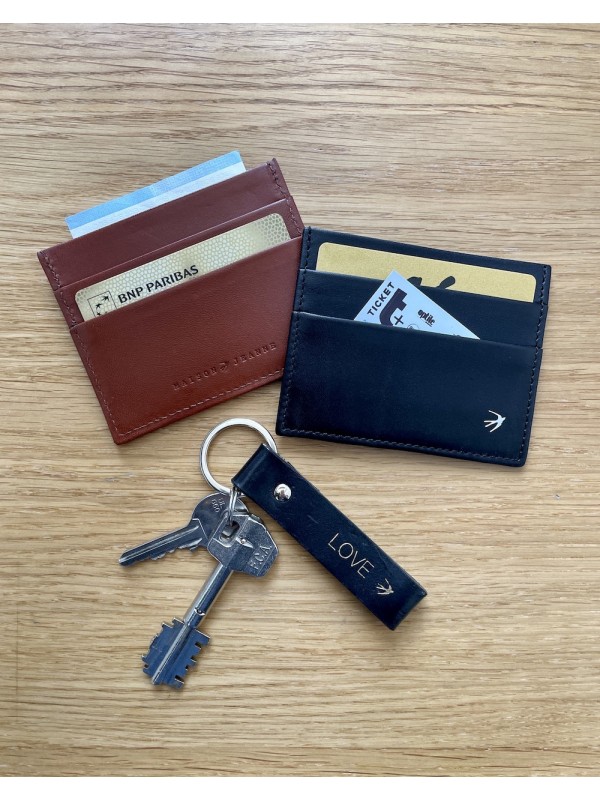 Leather Cardholder Olivier - Cognac