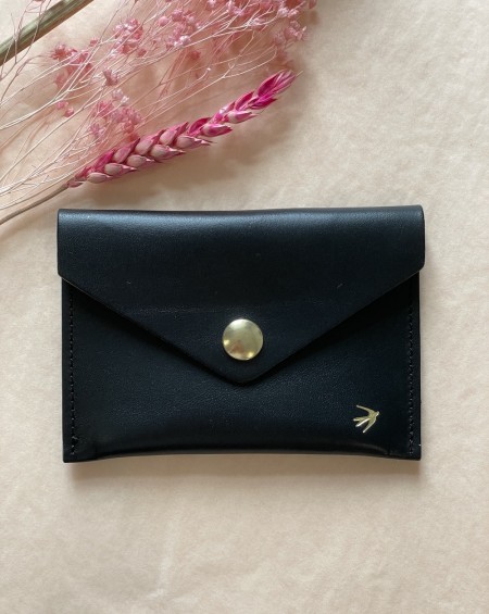 Leather Snap Wallet Suzanne - Black