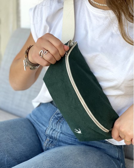 Sac Banane en Coton Léo - Vert Sapin