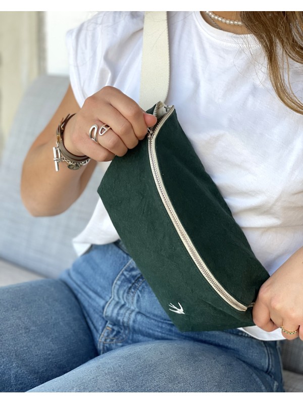 Sac Banane en Coton Léo - Vert Sapin