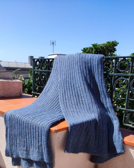 Oversize Knit Scarf Laura - Slate Blue
