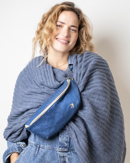 Oversize Knit Scarf Laura - Slate Blue