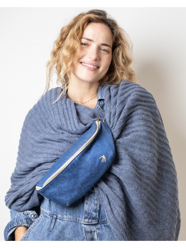 Oversize Knit Scarf Laura - Slate Blue