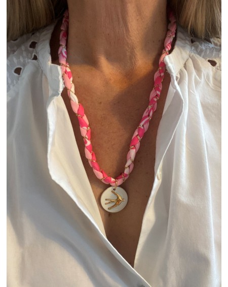 Pink braided Finou necklace