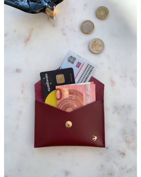 Leather Snap Wallet Suzanne - Bordeaux