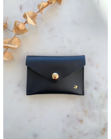 Leather Snap Wallet Suzanne - navy blue