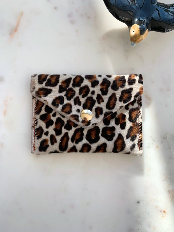 Leather Snap Wallet Suzanne - raw leopard